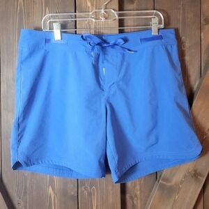 Prana Women's Blue Tie Waist Velcro Closure Board Shorts Size Large